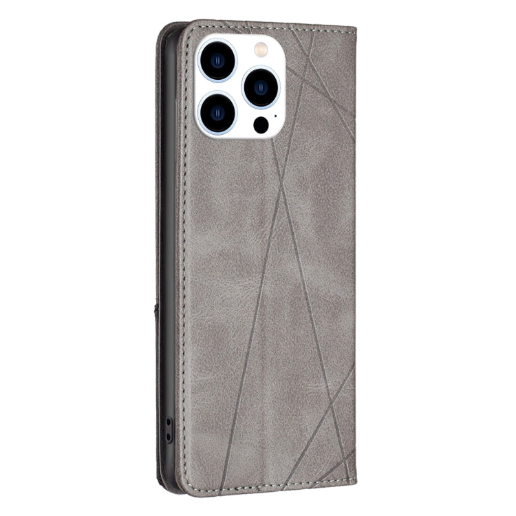 For iPhone 16 Pro Rhombus Texture Magnetic Leather Phone Case