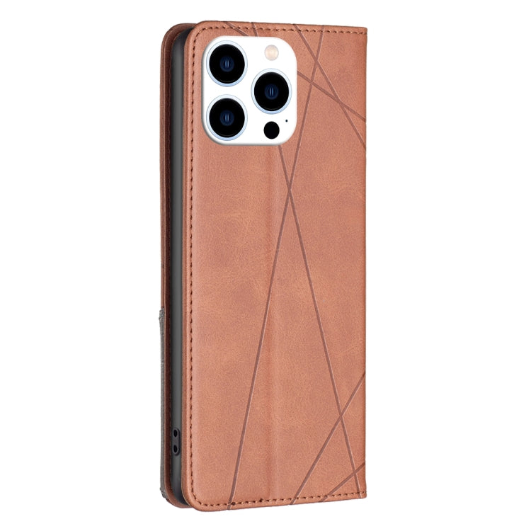 For iPhone 16 Pro Rhombus Texture Magnetic Leather Phone Case