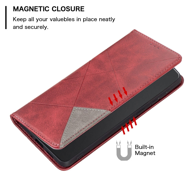 For iPhone 16 Rhombus Texture Magnetic Leather Phone Case