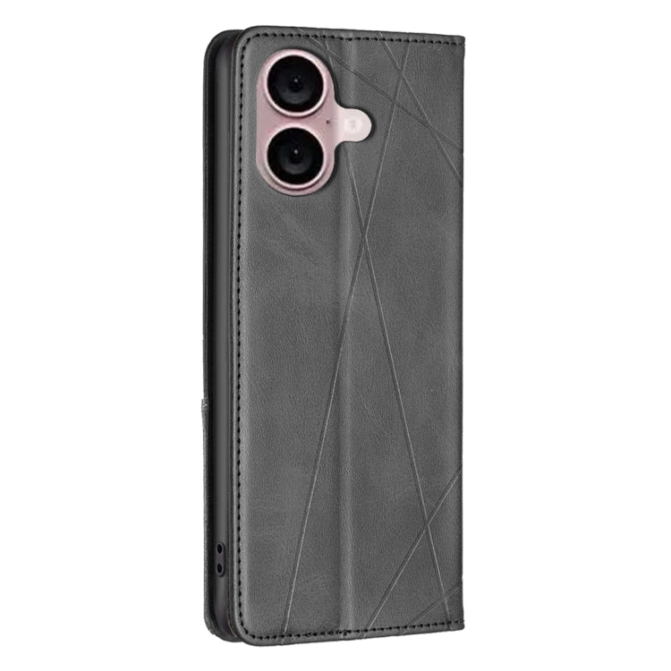 For iPhone 16 Rhombus Texture Magnetic Leather Phone Case
