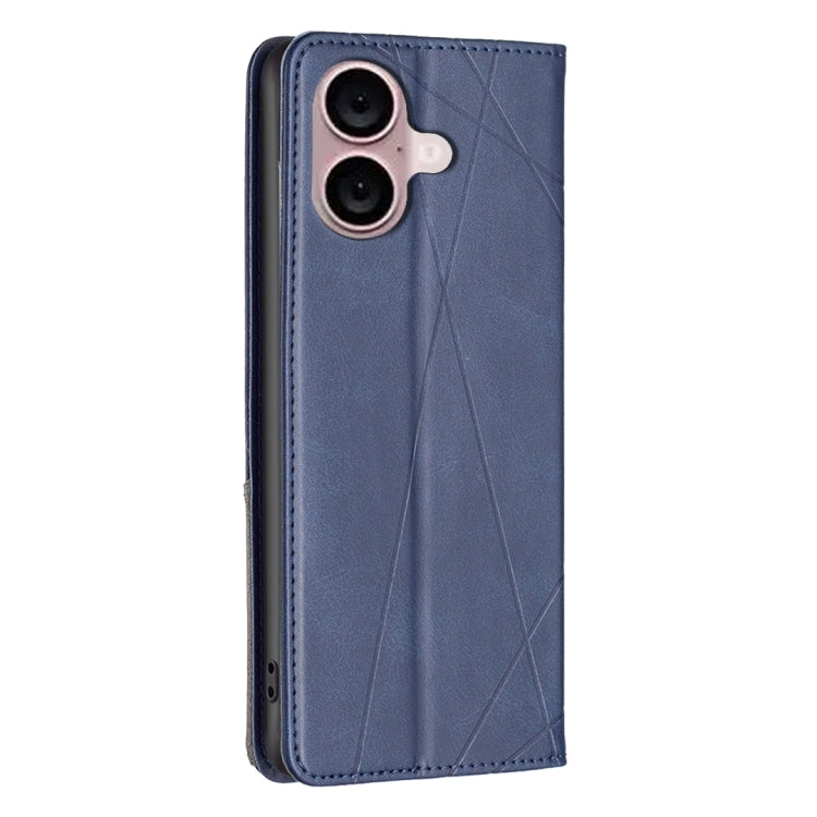 For iPhone 16 Rhombus Texture Magnetic Leather Phone Case