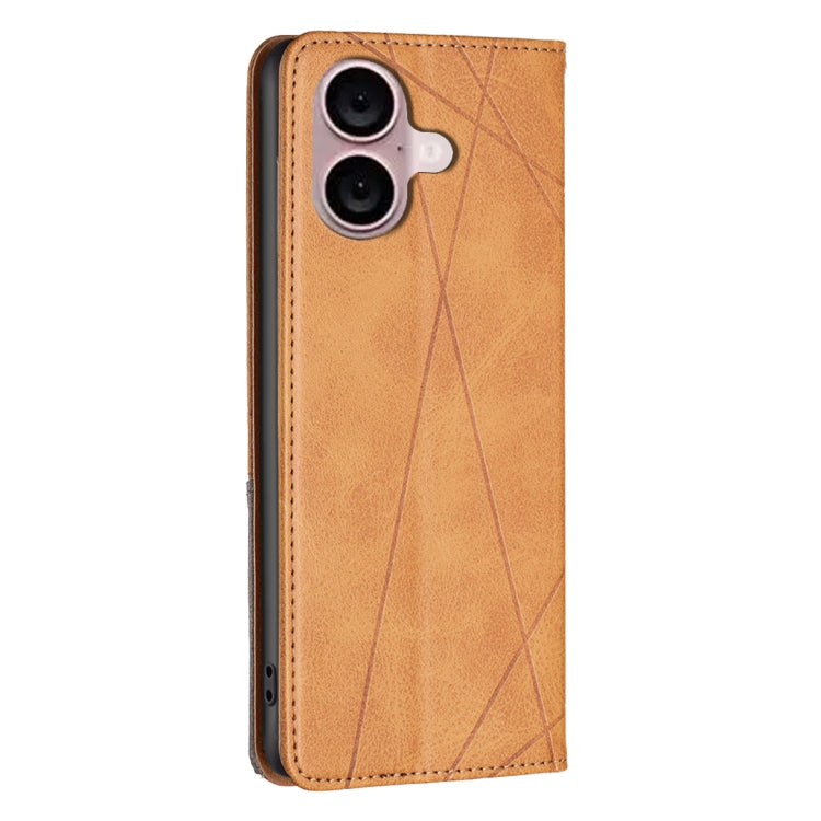For iPhone 16 Plus Rhombus Texture Magnetic Leather Phone Case