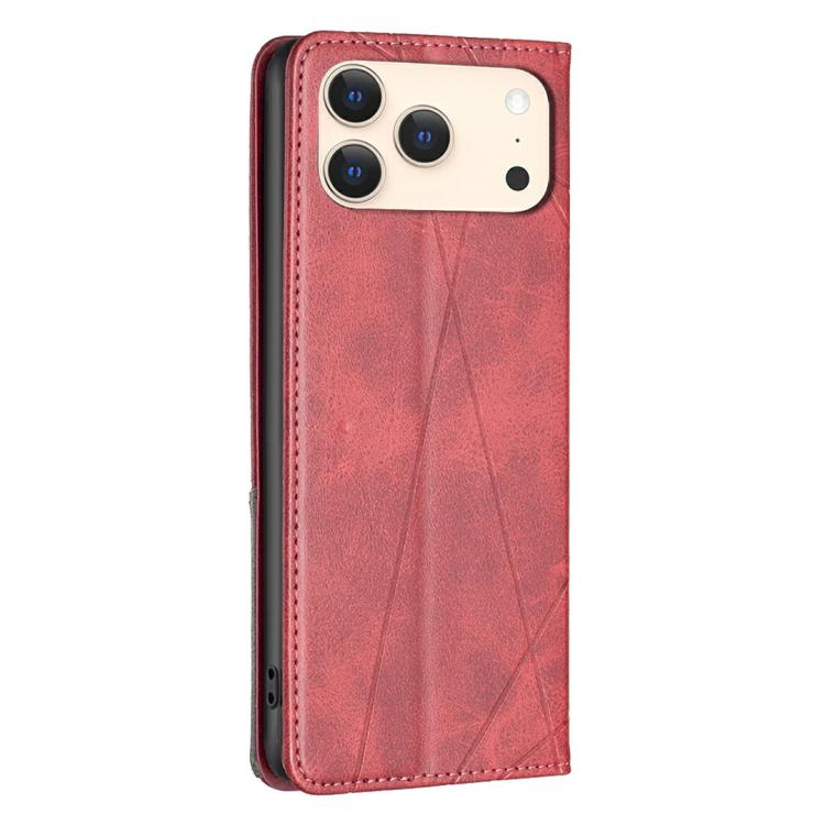 For iPhone 17 Pro Max Rhombus Texture Magnetic Leather Phone Case
