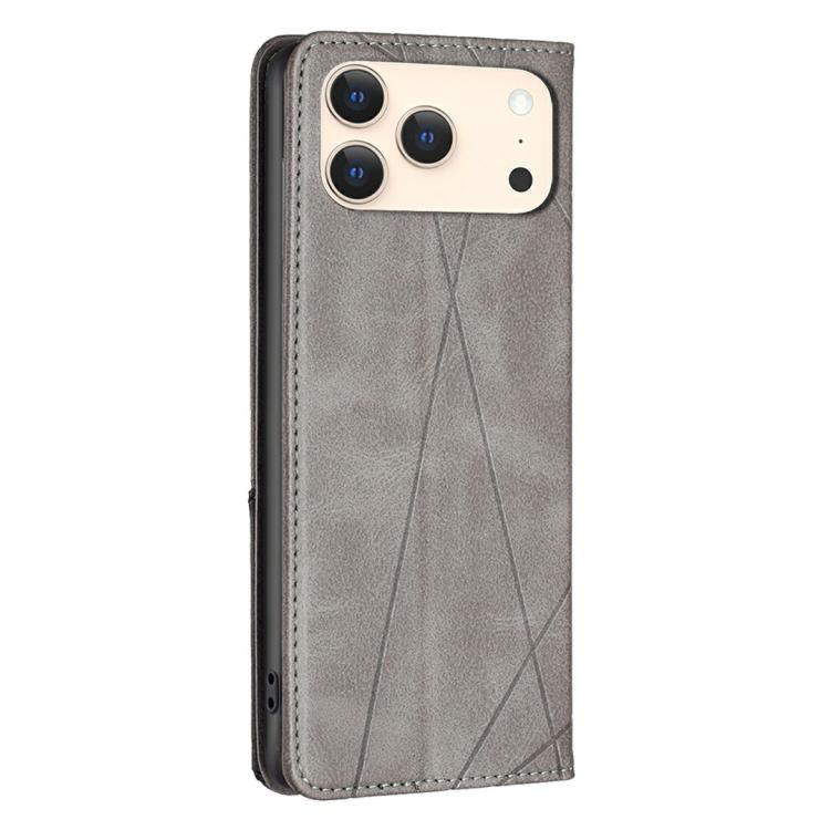 For iPhone 17 Pro Max Rhombus Texture Magnetic Leather Phone Case