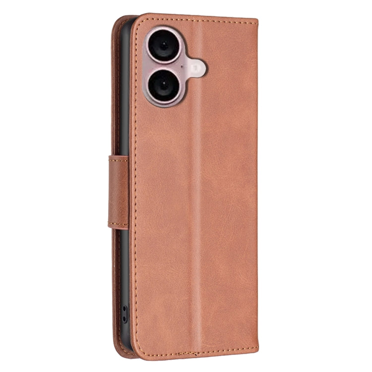 For iPhone 16 Lambskin Texture Pure Color Flip Leather Phone Case