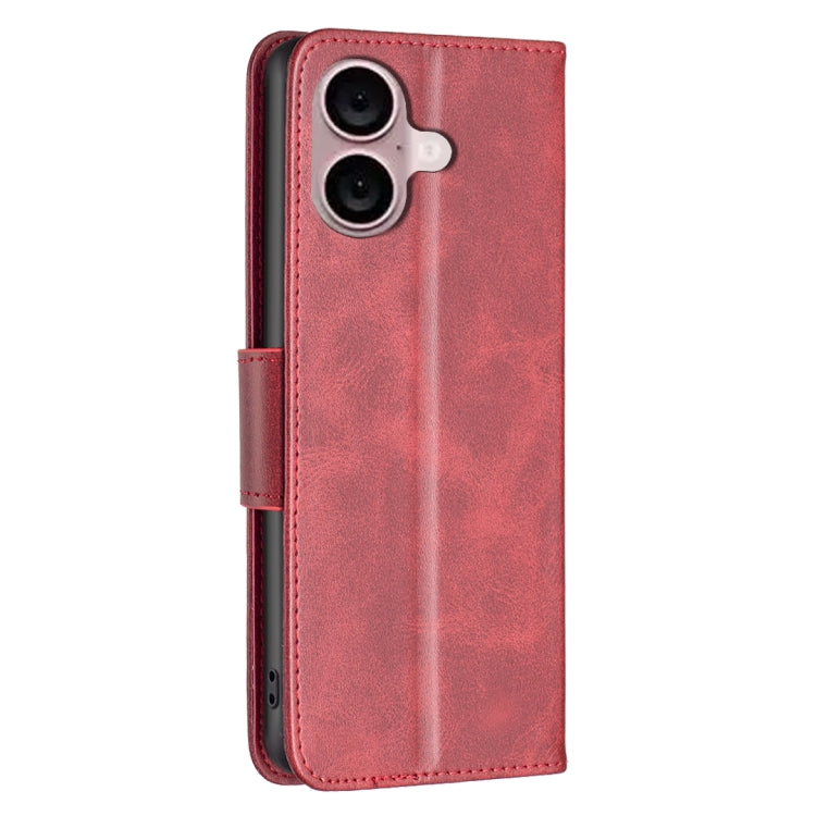 For iPhone 16 Plus Lambskin Texture Pure Color Flip Leather Phone Case