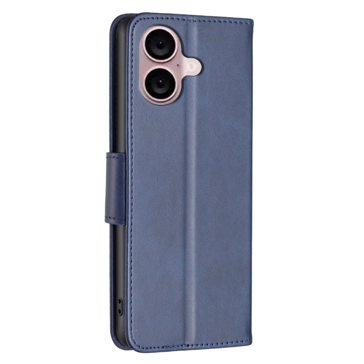 For iPhone 16 Plus Lambskin Texture Pure Color Flip Leather Phone Case