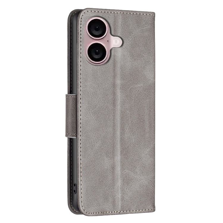 For iPhone 16 Plus Lambskin Texture Pure Color Flip Leather Phone Case