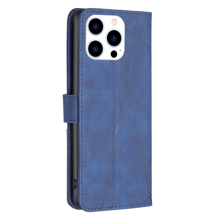 For iPhone 16 Pro Max Magnetic Buckle Rhombus Texture Leather Phone Case