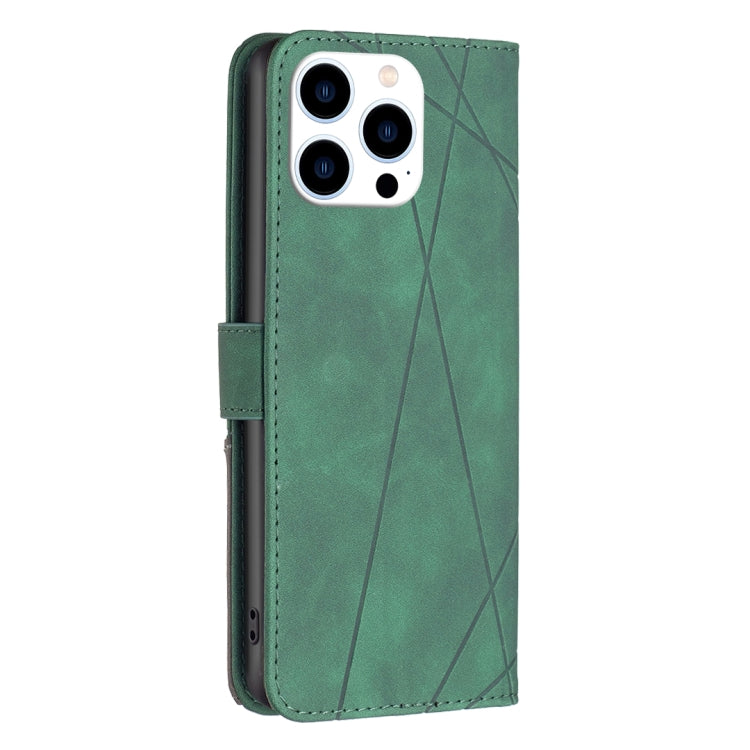 For iPhone 16 Pro Max Magnetic Buckle Rhombus Texture Leather Phone Case