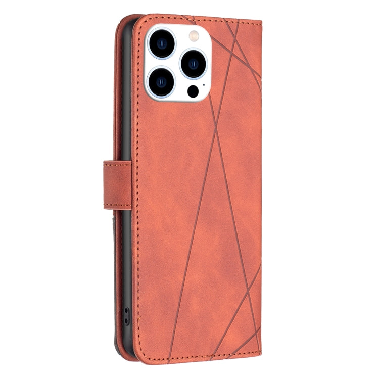 For iPhone 16 Pro Magnetic Buckle Rhombus Texture Leather Phone Case