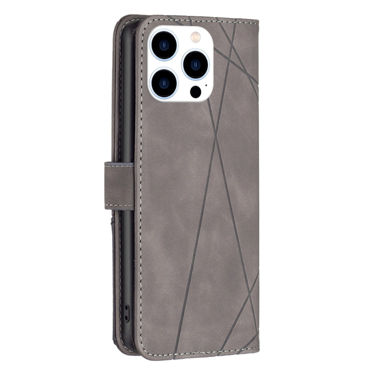 For iPhone 16 Pro Magnetic Buckle Rhombus Texture Leather Phone Case