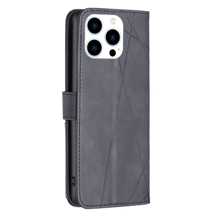 For iPhone 16 Pro Magnetic Buckle Rhombus Texture Leather Phone Case