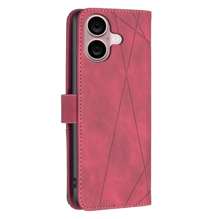 For iPhone 16 Magnetic Buckle Rhombus Texture Leather Phone Case