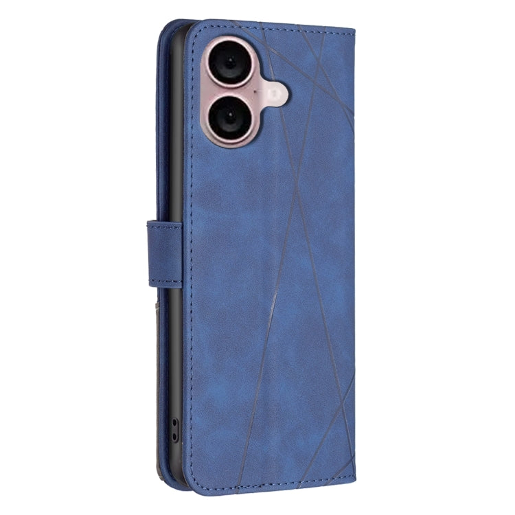 For iPhone 16 Magnetic Buckle Rhombus Texture Leather Phone Case
