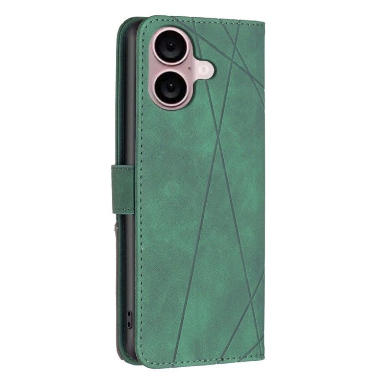 For iPhone 16 Magnetic Buckle Rhombus Texture Leather Phone Case