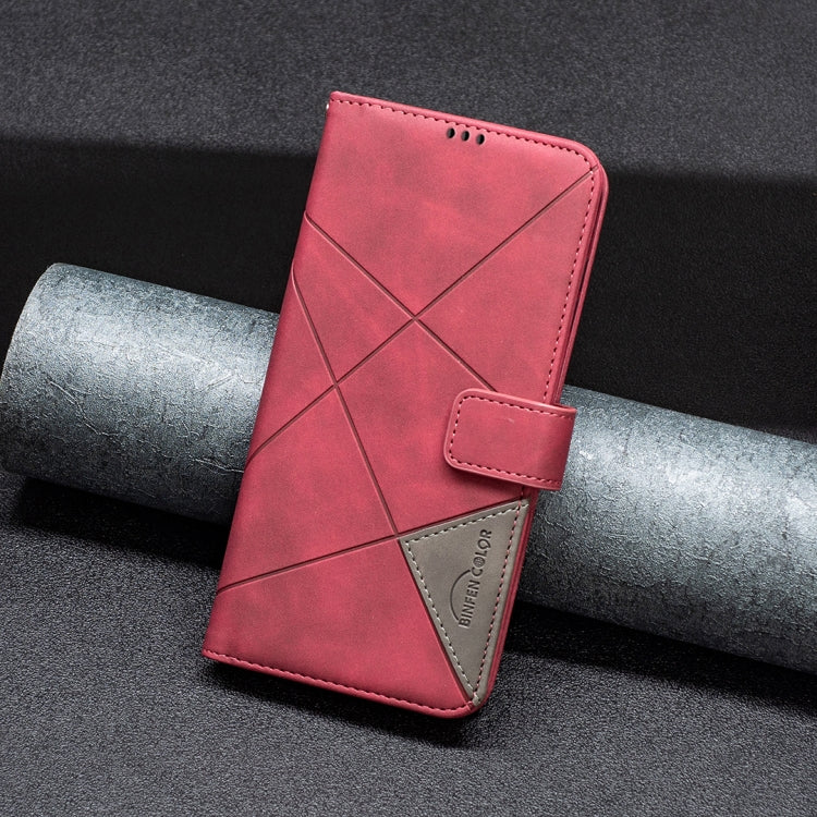 For iPhone 16 Plus Magnetic Buckle Rhombus Texture Leather Phone Case