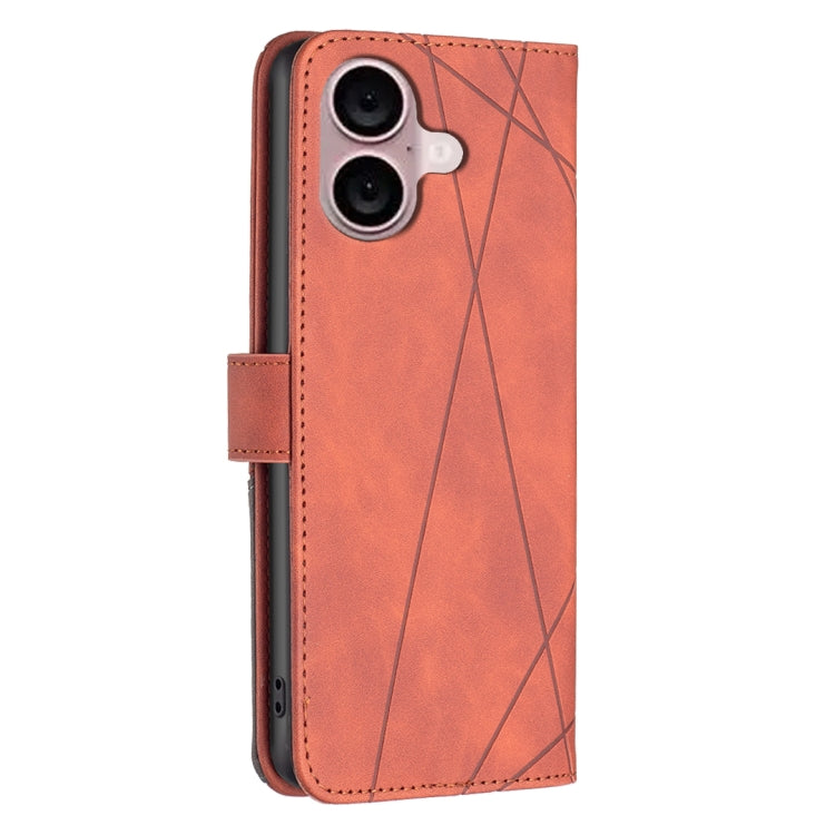 For iPhone 16 Plus Magnetic Buckle Rhombus Texture Leather Phone Case