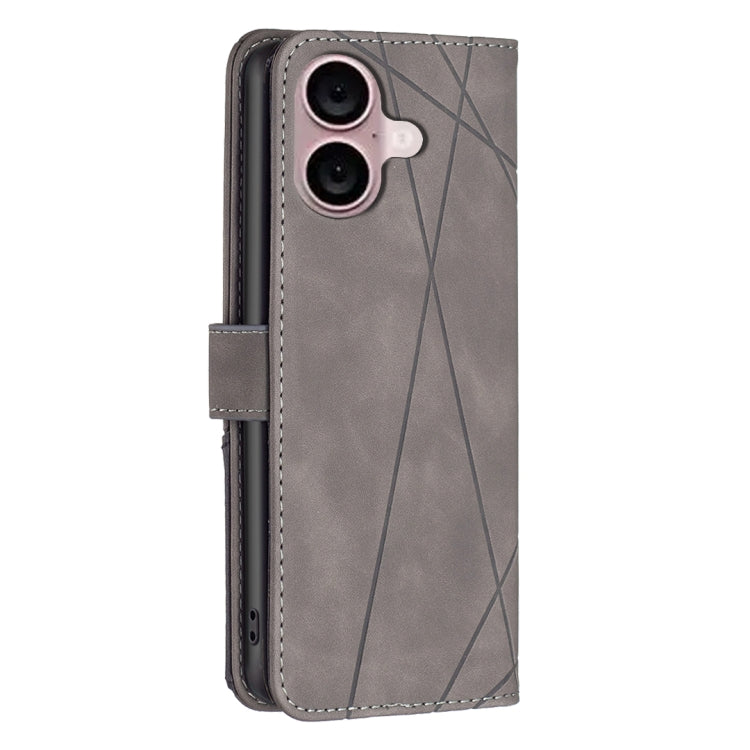 For iPhone 16 Plus Magnetic Buckle Rhombus Texture Leather Phone Case