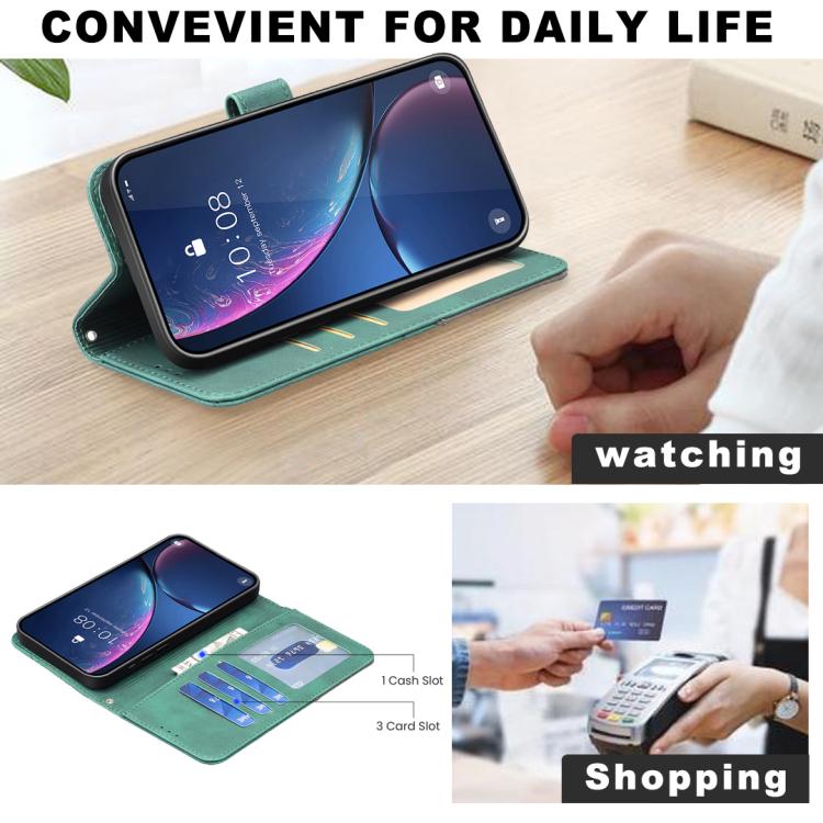For iPhone Air Magnetic Buckle Rhombus Texture Leather Phone Case