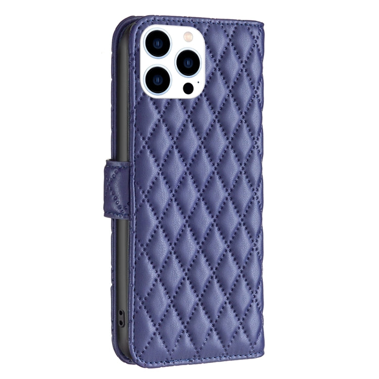 For iPhone 16 Pro Max Diamond Lattice Wallet Flip Leather Phone Case