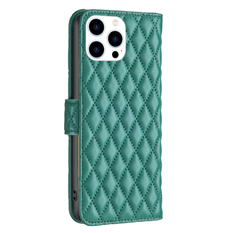For iPhone 16 Pro Max Diamond Lattice Wallet Flip Leather Phone Case