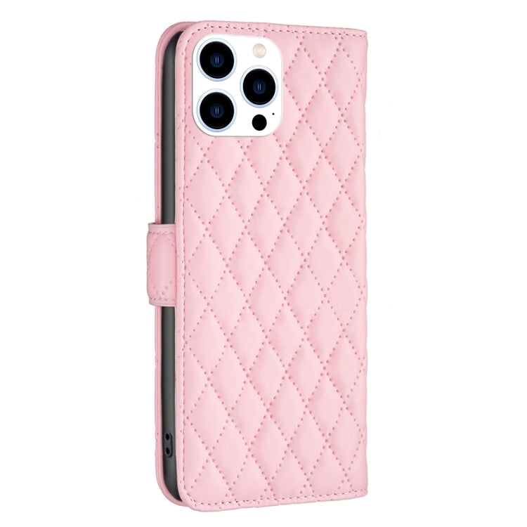 For iPhone 16 Pro Max Diamond Lattice Wallet Flip Leather Phone Case