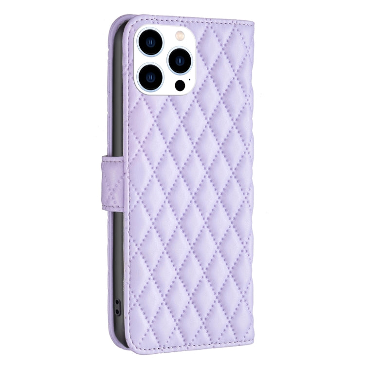 For iPhone 16 Pro Max Diamond Lattice Wallet Flip Leather Phone Case