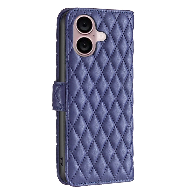 For iPhone 16 Plus Diamond Lattice Wallet Flip Leather Phone Case