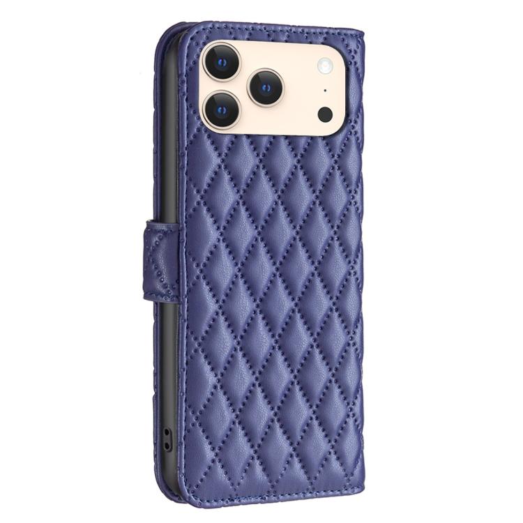 For iPhone 17 Pro Max Diamond Lattice Wallet Flip Leather Phone Case