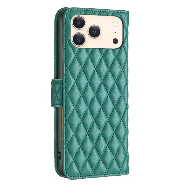 For iPhone 17 Pro Max Diamond Lattice Wallet Flip Leather Phone Case