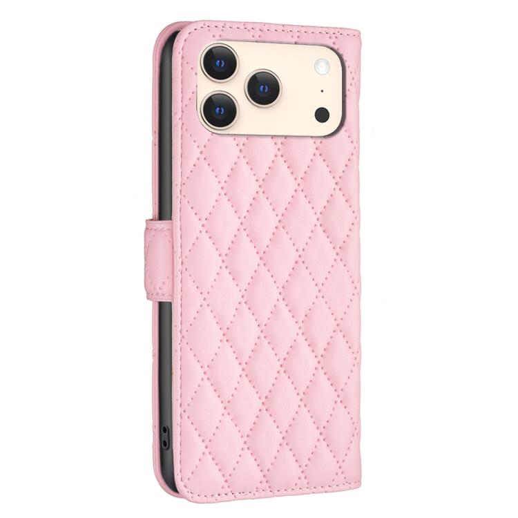 For iPhone 17 Pro Max Diamond Lattice Wallet Flip Leather Phone Case