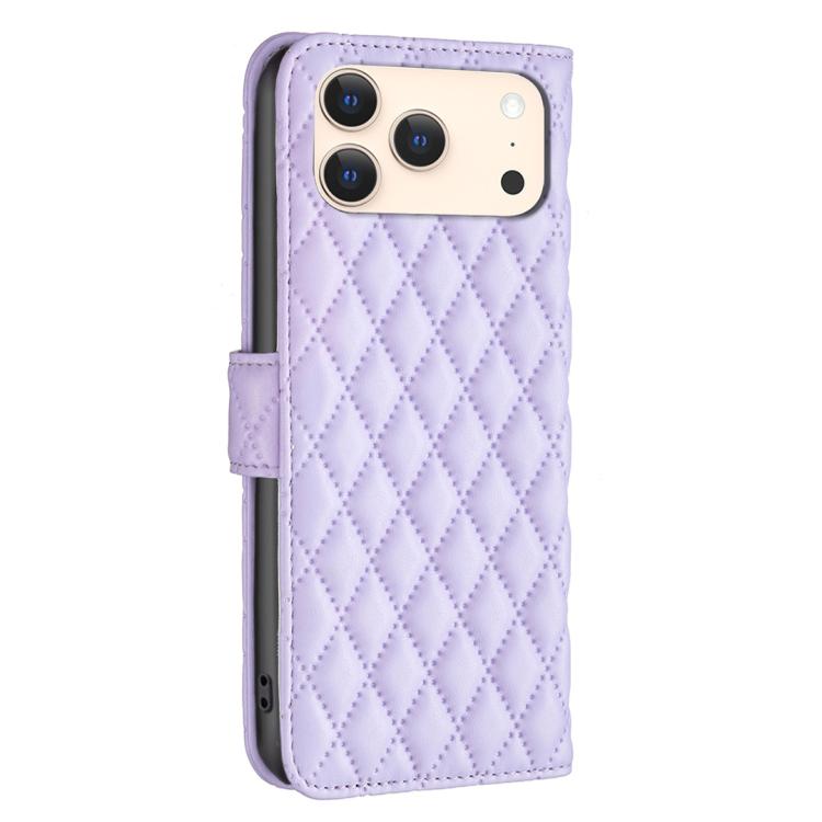 For iPhone 17 Pro Max Diamond Lattice Wallet Flip Leather Phone Case