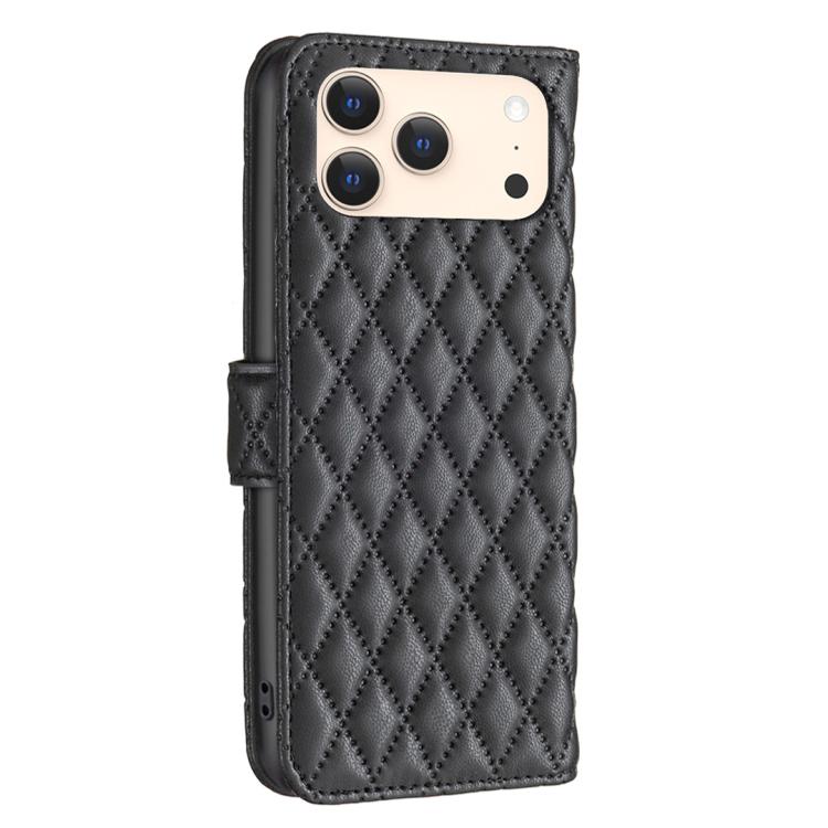 For iPhone 17 Pro Max Diamond Lattice Wallet Flip Leather Phone Case