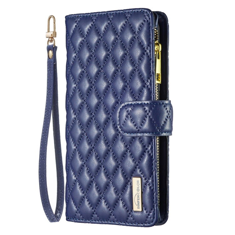 For iPhone 16 Pro Max Diamond Lattice Zipper Wallet Leather Flip Phone Case
