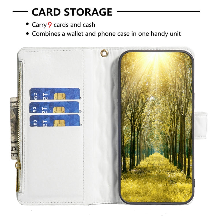 For iPhone 16 Pro Max Diamond Lattice Zipper Wallet Leather Flip Phone Case