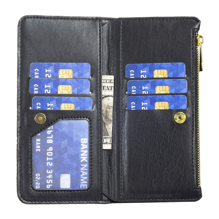 For iPhone 16 Plus Diamond Lattice Zipper Wallet Leather Flip Phone Case