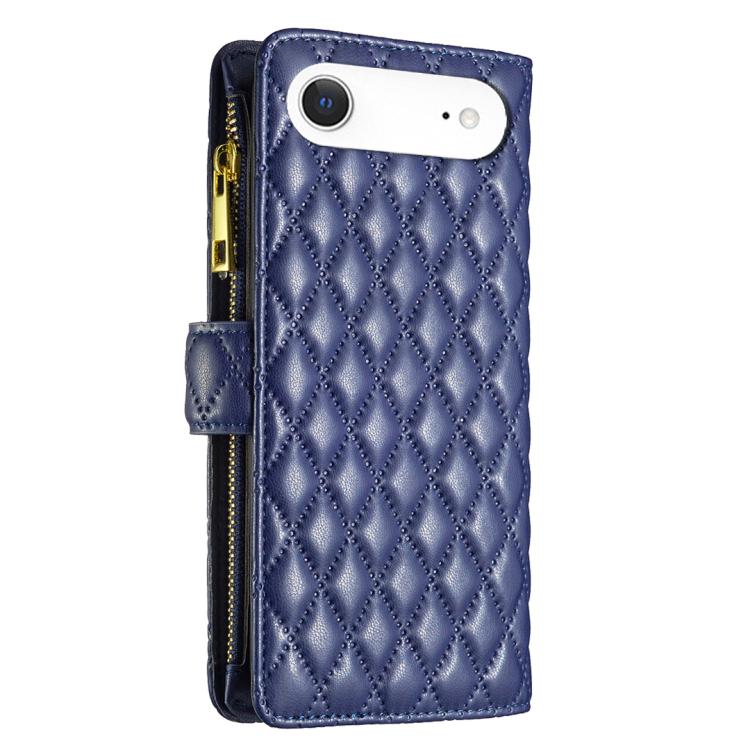 For iPhone Air Diamond Lattice Zipper Wallet Leather Flip Phone Case