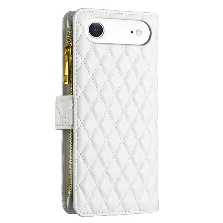 For iPhone Air Diamond Lattice Zipper Wallet Leather Flip Phone Case