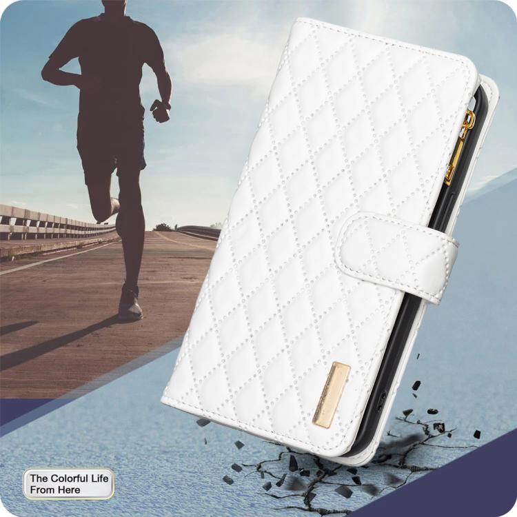 For iPhone Air Diamond Lattice Zipper Wallet Leather Flip Phone Case
