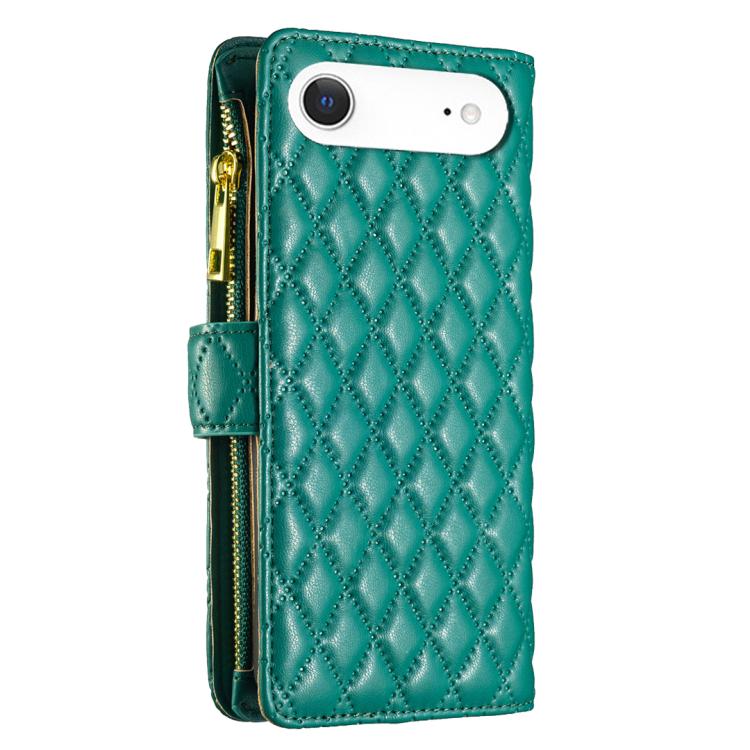 For iPhone Air Diamond Lattice Zipper Wallet Leather Flip Phone Case