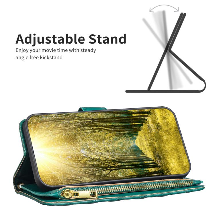 For iPhone Air Diamond Lattice Zipper Wallet Leather Flip Phone Case
