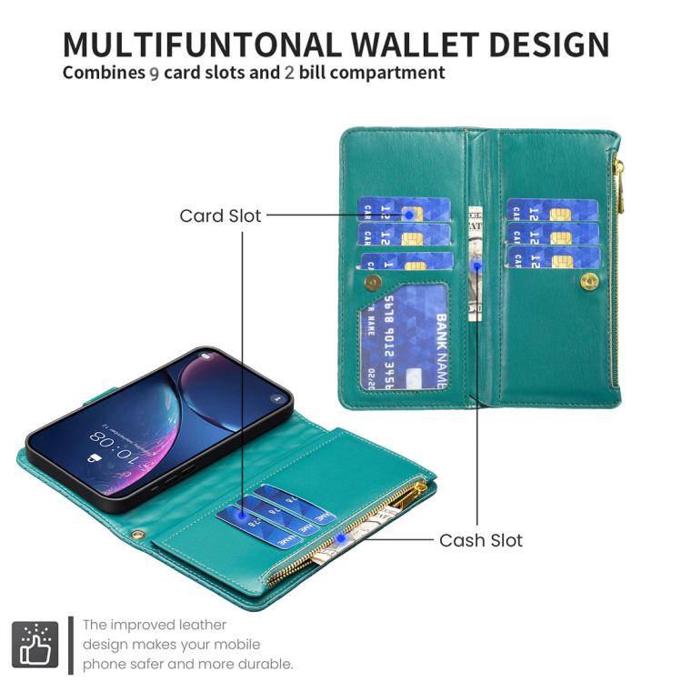 For iPhone Air Diamond Lattice Zipper Wallet Leather Flip Phone Case