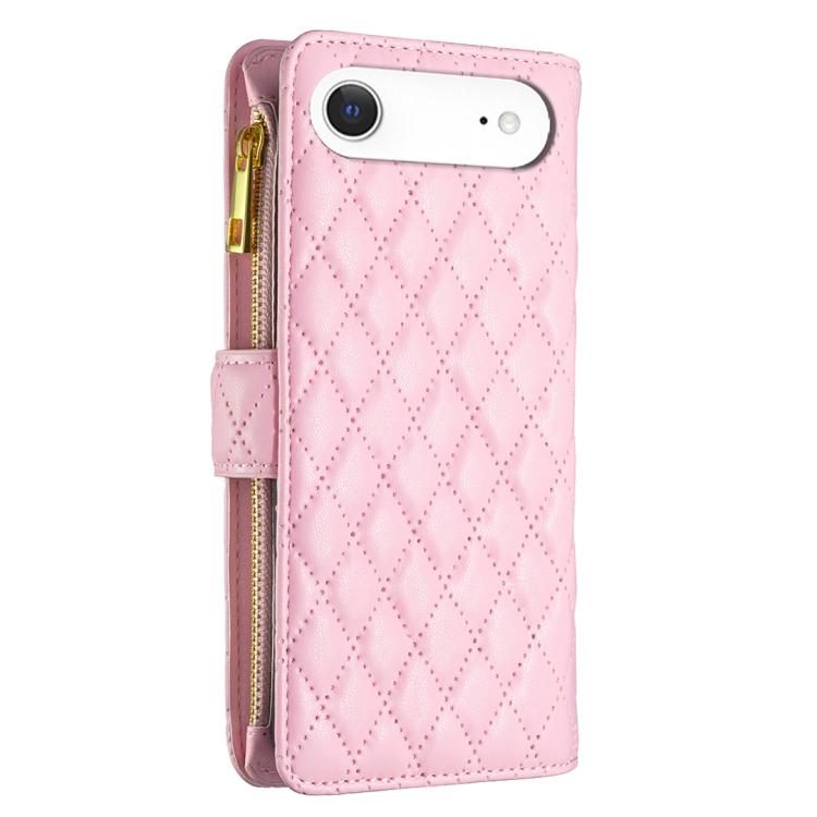 For iPhone Air Diamond Lattice Zipper Wallet Leather Flip Phone Case