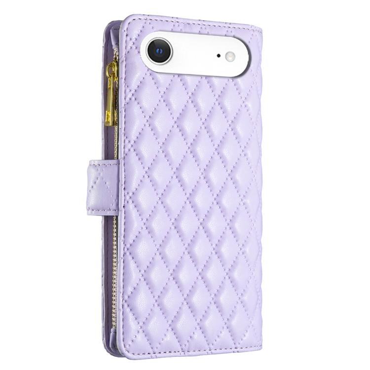 For iPhone Air Diamond Lattice Zipper Wallet Leather Flip Phone Case
