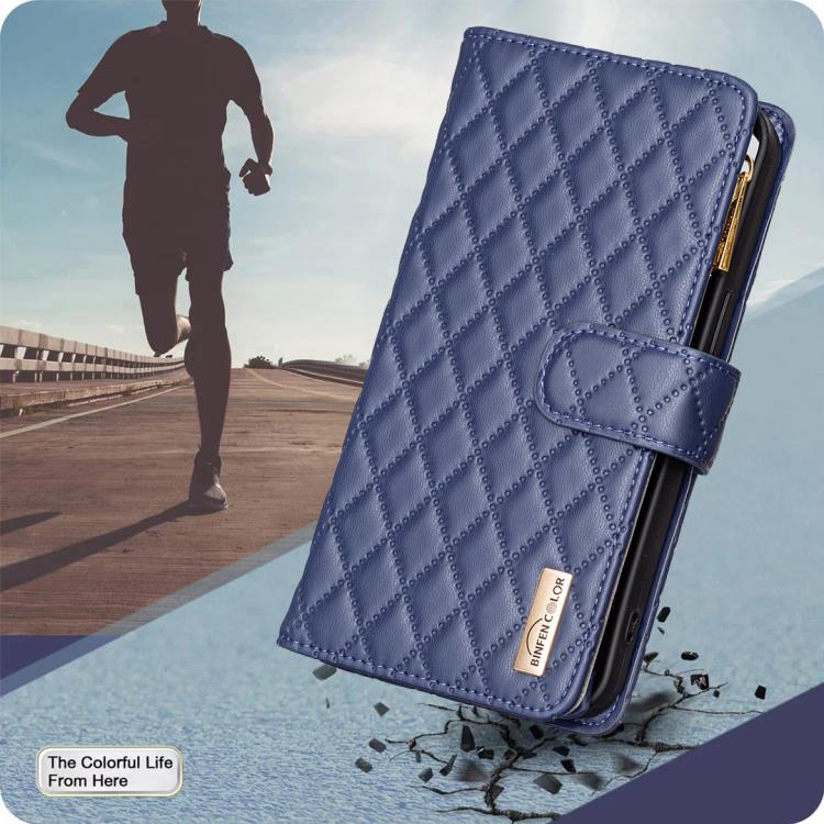 For iPhone 17 Pro Diamond Lattice Zipper Wallet Leather Flip Phone Case