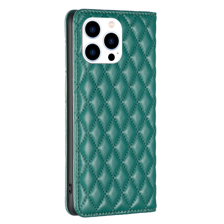 For iPhone 16 Pro Max Diamond Lattice Magnetic Leather Flip Phone Case
