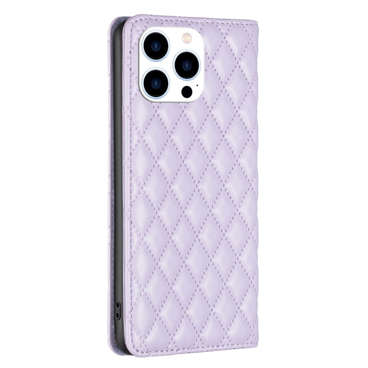 For iPhone 16 Pro Max Diamond Lattice Magnetic Leather Flip Phone Case