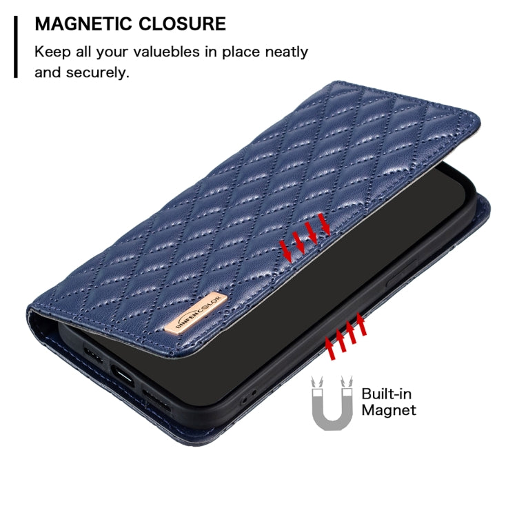 For iPhone 16 Plus Diamond Lattice Magnetic Leather Flip Phone Case