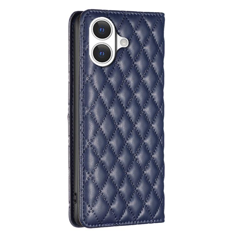 For iPhone 17 Diamond Lattice Magnetic Leather Flip Phone Case